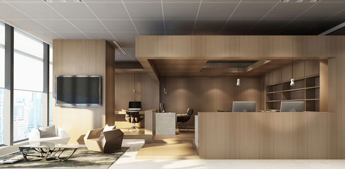 新中式風格辦公室裝修設計效果圖