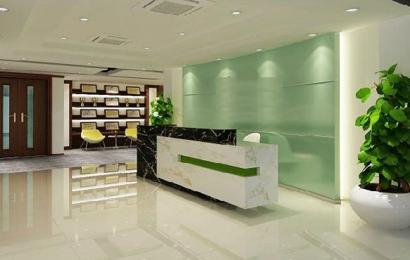 辦公室前臺裝修設計的效果圖