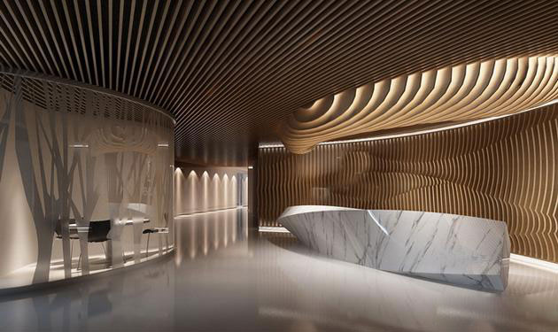 辦公室前臺裝修設計的效果圖