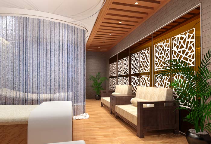 時尚養生館會所輕紗幔帳環抱裝修設計案例效果圖