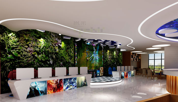 杭州魅影網(wǎng)咖休閑區(qū)裝修設(shè)計案例效果圖