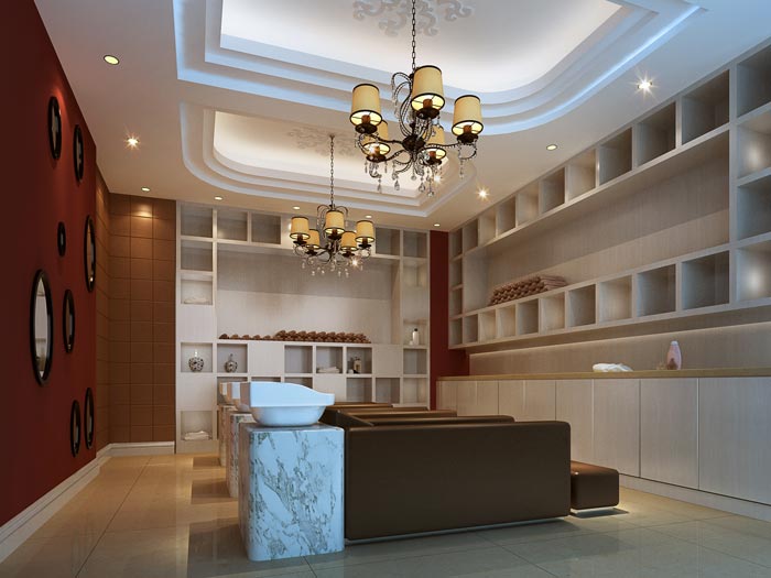 現代、古典混搭美容院洗頭區域裝修設計案例效果圖