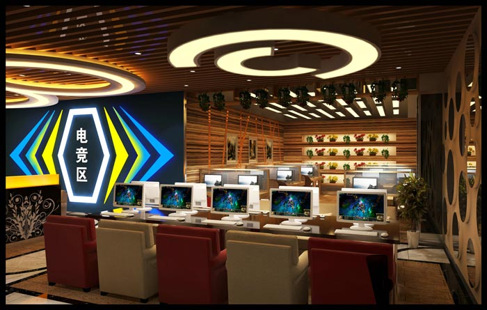 電競網咖點競區裝修設計案例效果圖