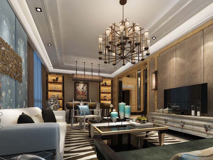 新古典別墅客廳裝修設計案例效果圖