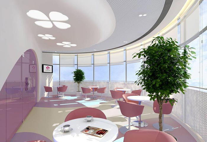 婦女兒童醫(yī)院音樂(lè)候診咖啡吧裝修設(shè)計(jì)案例效果圖