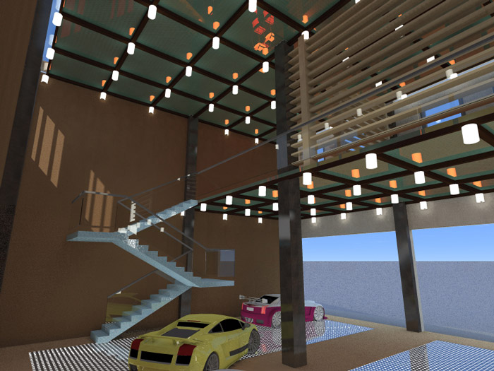 汽車(chē)快修美容店樓梯區(qū)域裝修設(shè)計(jì)案例效果圖