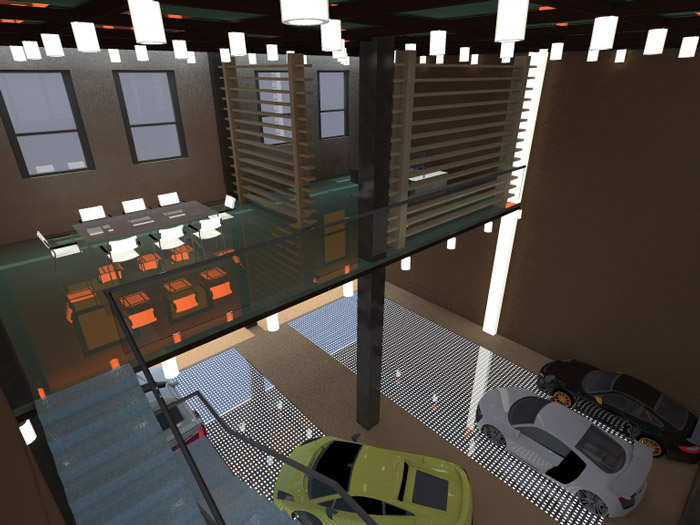 汽車(chē)快修美容店閣樓區(qū)域裝修設(shè)計(jì)案例效果圖