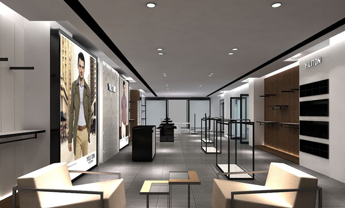 200平方男裝專(zhuān)賣(mài)店接待區(qū)裝修設(shè)計(jì)案例效果圖