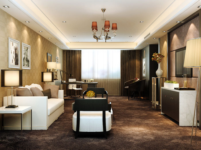 藝術品收藏私人會所辦公區(qū)域裝修設計案例效果圖