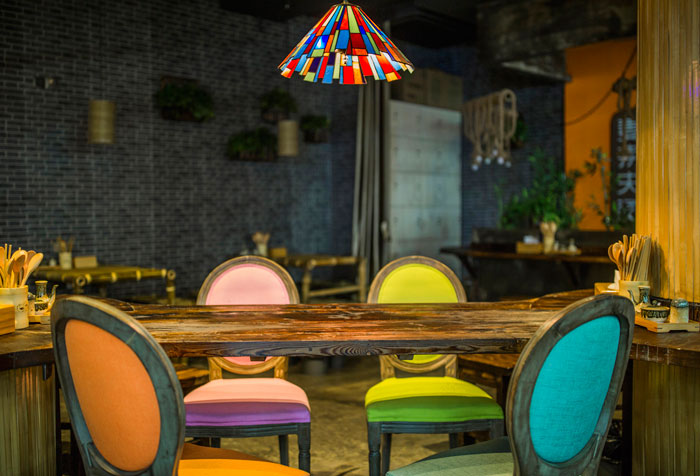 100平方中餐廳座位區域混搭風格裝修設計方案效果圖