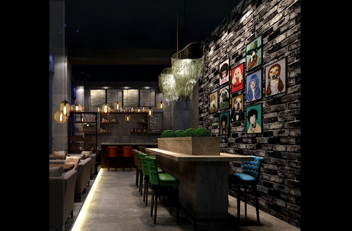 400平方懷舊復古中餐廳前臺休息區域設計效果圖