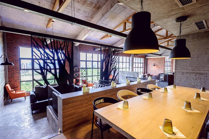 340平方工業(yè)風與LOFT風格相結合的餐廳休息區(qū)域設計效果圖