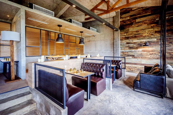 340平方工業(yè)風與LOFT風格相結合的餐廳走廊設計效果圖