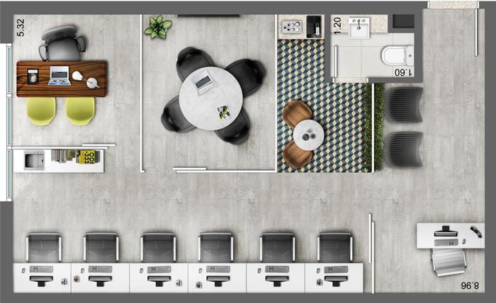 小戶型辦公室設計方案效果圖