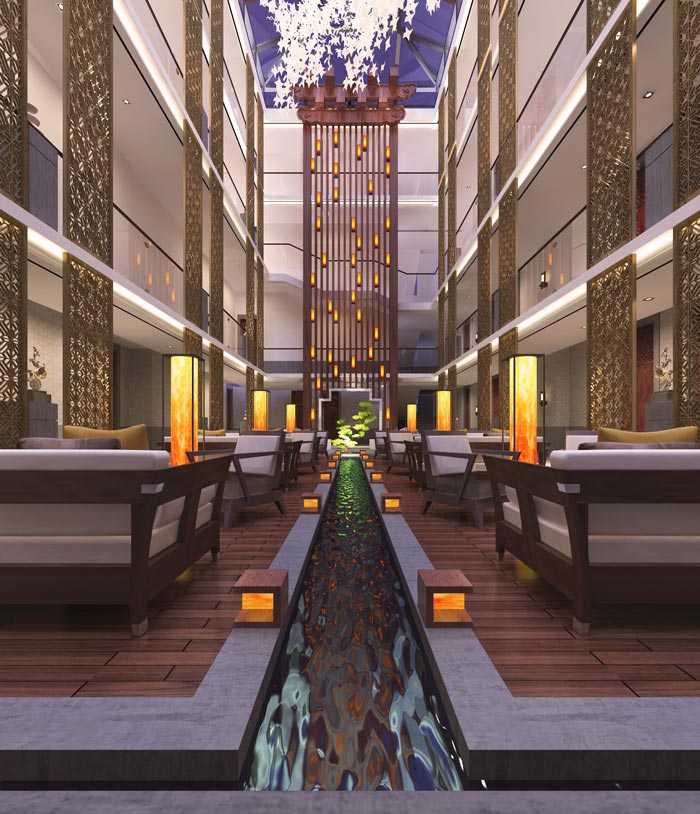 特色度假酒店大廳接待裝修設計案例