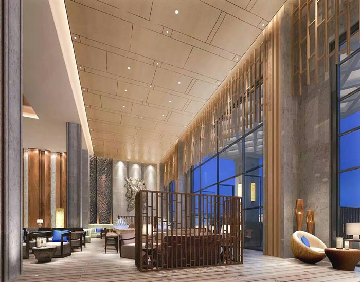 連鎖商務酒店大廳接待區裝修設計案例效果圖