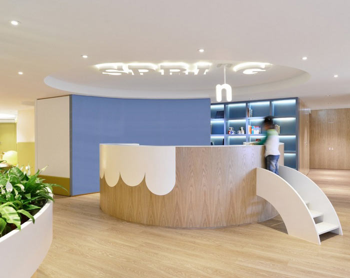 兒童教育培訓機構服務臺裝修設計案例效果圖