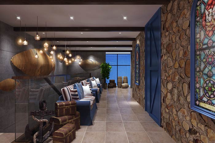 海盜主題餐廳休息區裝修設計效果圖