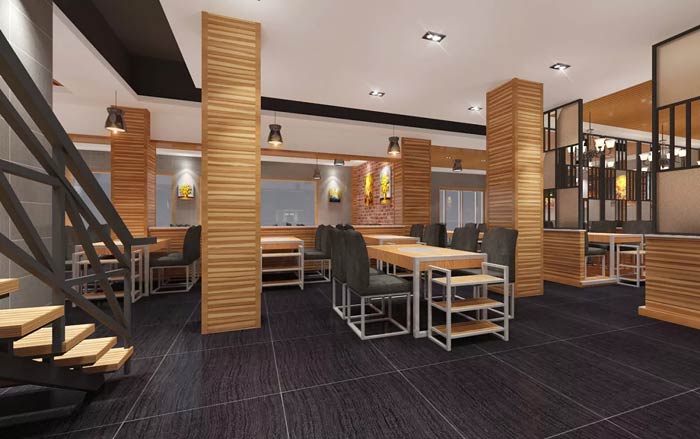 魚火鍋店一樓餐區(qū)裝修設(shè)計效果圖