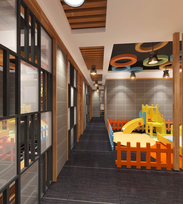 魚火鍋店二樓過道裝修設(shè)計效果圖