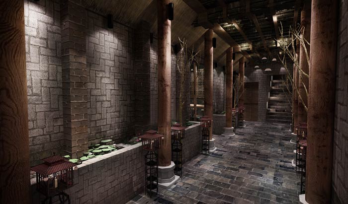 特色燒烤店過道裝修設計效果圖