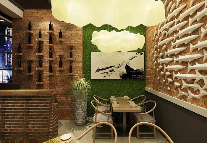 特色面館角落區裝修設計效果圖