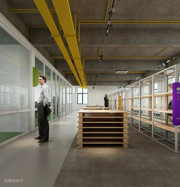 出口型企業辦公室4樓綜合廳裝修設計效果圖