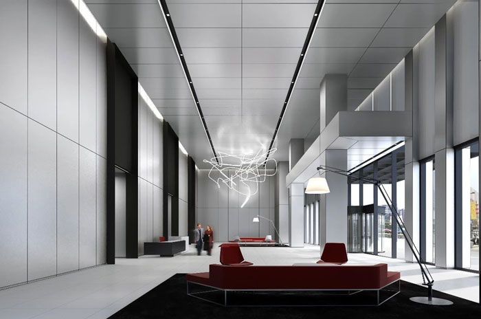 企業(yè)總部辦公樓前臺裝修設(shè)計(jì)效果圖