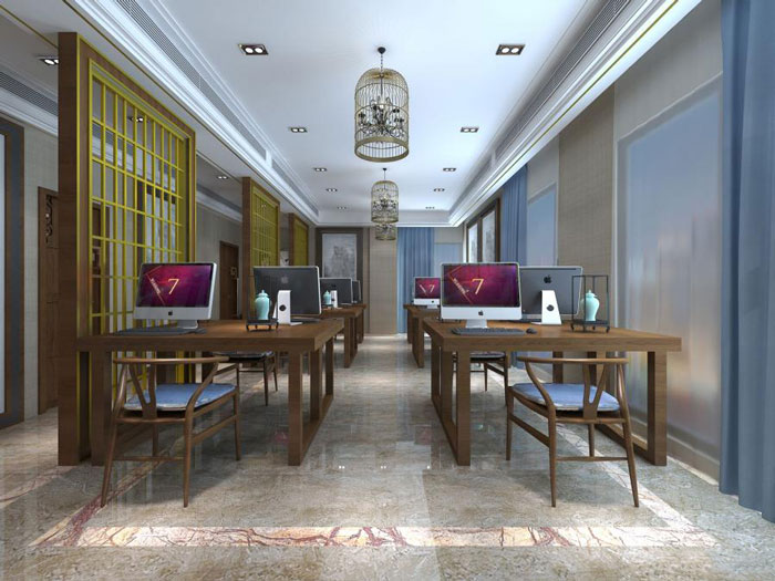 杭州中式辦公室辦公區裝修設計效果圖