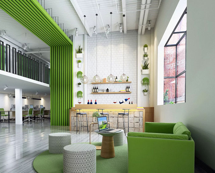 LOFT風格辦公室接待區(qū)裝修設(shè)計效果圖