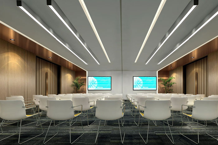 集團(tuán)寫字樓辦公室大型會議室裝修設(shè)計(jì)效果圖