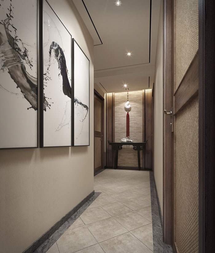 小型中式辦公室過道裝修設計效果圖