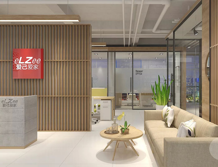 日式辦公室前臺接待裝修設(shè)計(jì)效果圖