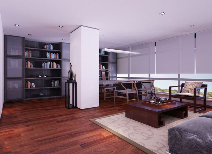 現代中式總經理辦公室設計效果圖