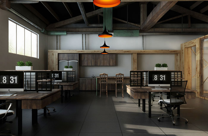 小廠房辦公室辦公區裝修設計效果圖