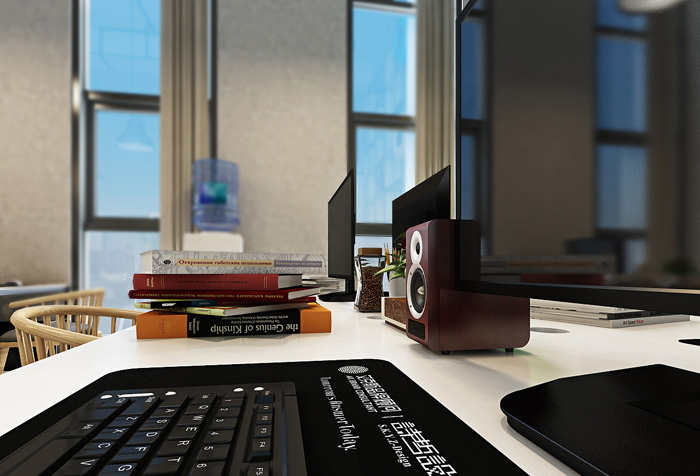 loft工業風辦公室辦公桌裝修設計效果圖