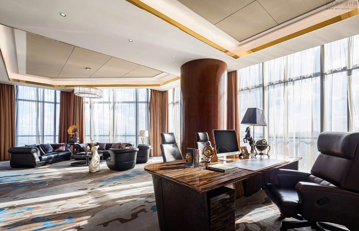 金融控股公司董事長辦公室裝修設計效果圖