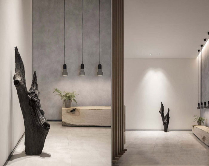 新中式風格辦公室前臺裝飾設計效果圖