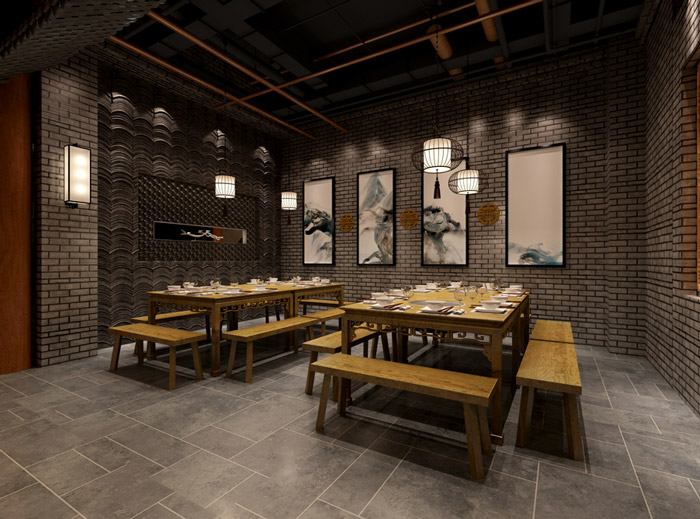 火鍋店餐區裝修設計效果圖