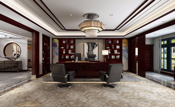 中式總經理辦公室設計效果圖