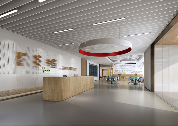 杭州集團公司辦公室前臺裝修設計效果圖