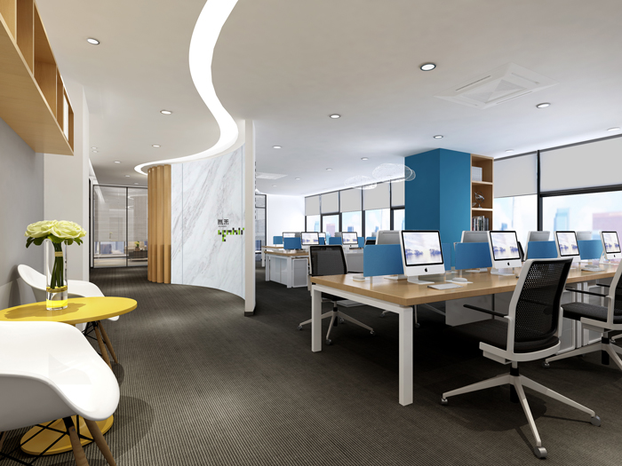 杭州外貿(mào)公司辦公室進(jìn)門區(qū)裝修設(shè)計(jì)效果圖